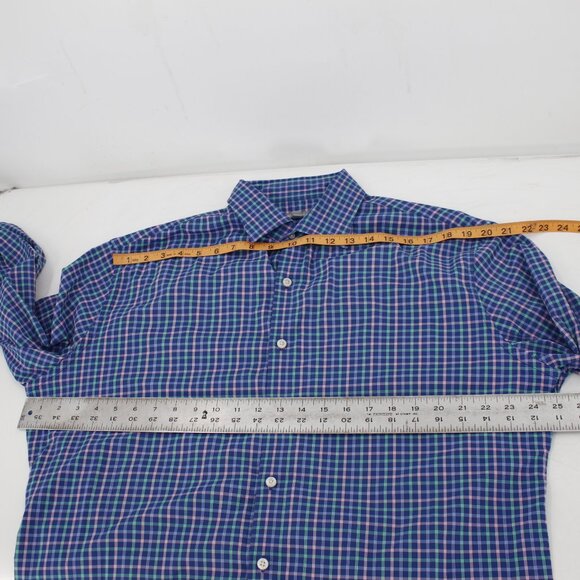 Peter Millar Wicking Shirt Mens L golf Performance Button Up Plaid Long Sleeve - Picture 11 of 11